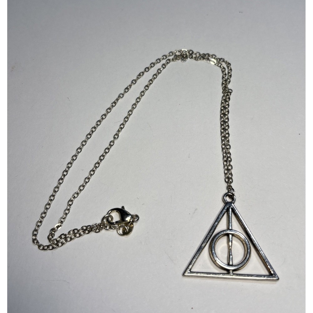 Harry Potter Deathly Hallows Pendant Necklace Silver Tone Symbol Jewelry